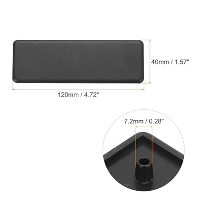 MECCANIXITY 20Pcs Standard Plastic Rectangle Aluminum Extrusion End Cap Black Hole Dia 7.2mm 120x40mm for Trolley, Fish Tank Rack, Storage Rack - size: 120x40mm