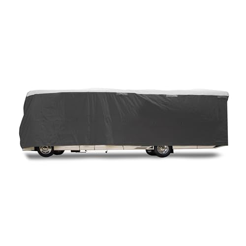 Camco ULTRAGuard 32 to 34-Ft Travel Trailer/Class A RV Cover - Features Zipper Entry Doors & Covered Air Vents - Crafted of Spunbond Polypropylene - Storage Bag for RV Storage & Organization (45733) - size: 32' - 34', style: Class A