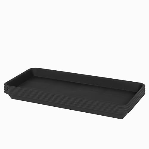 4 Pack of Plastic Plant Tray Saucer Rectangular 16 inch, Plant Trays Saucers for Indoors Outdoor, Plant Water Drip Tray for Flower Pot Planter, Windowsill Plant Tray (7.0 X 16.1'', Black) - color: Black, size: 16.1'' x 7'' x 1.3'' (4 pack)