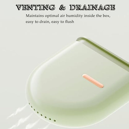 Dental Retainer Case, Pull-Out Invisible Mouthguard Case, Portable Denture Cleaning Organizer with Vent Holes (Green) - color: Green