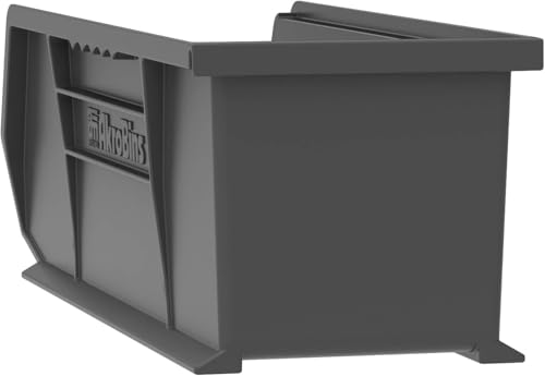 Akro-Mils 30234 AkroBins Plastic Storage Bins, Space-Saving Stackable Bins for Garage, Pantry, Craft Organization, 15" x 5" x 5", Black, 12-Pack - color: Black