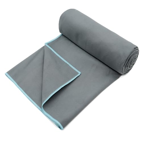 Eunzel Hot Yoga Mat Towel, Ultra-Absorbent Microfiber 72" x 26.5" - color: Gray/ Blue