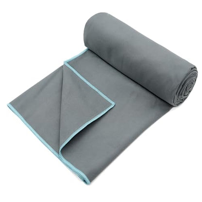 Eunzel Hot Yoga Mat Towel, Ultra-Absorbent Microfiber 72" x 26.5" - color: Gray/ Blue