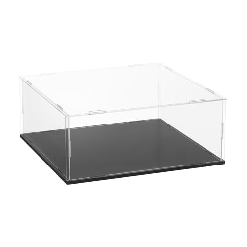 uxcell Acrylic Clear Display Case for Collectibles Self-Assemble Display Boxes with Black Base Dustproof Countertop Storage Box for Collectibles Action Figures, 9.8 x 9.8 x 3.9 Inch - size: 9.8 x 9.8 x 3.9 Inch