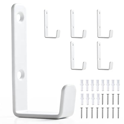 Heavy Duty Hooks, Stainless Steel Hooks for Hanging, Wall Mount Hook, Coat Hook, Wall Hooks Towel Hook Garage Holder Screw Hanger, Utility Hooks, 6 Pack (White) - color: White