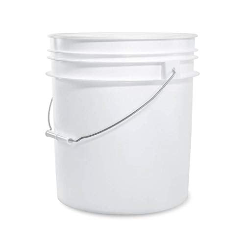 White 5-Gallon Bucket with Lid | Made in USA | Food Grade | Heavy-Duty Extra Durable Plastic Bucket | Multi-Use Food Grade Buckets with Lids | Easy Stack and Store | BPA Free | 5 Pack - color: White, size: 5 Packs