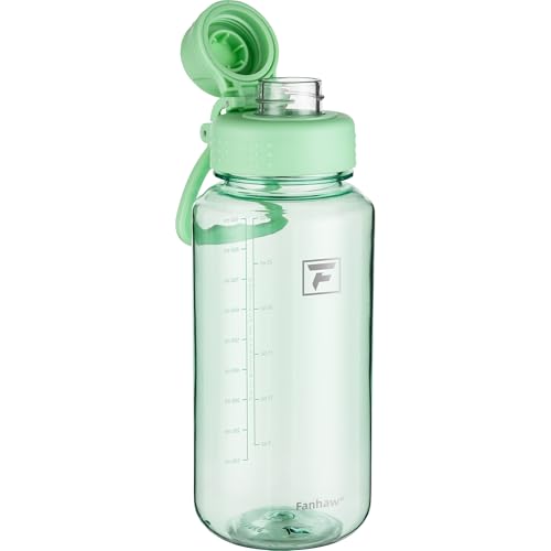 Fanhaw 32 oz Clear BPA-Free Tritan Water Bottle with Fast-Flow Spout Lid, BPA-Free & Leak-Proof Wide-Mouth Reusable Bottle for Gym, School & Office, Back to School Essentials (Glow Green) - color: Glow Green, style: 1 Pack