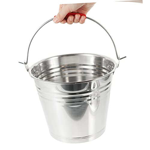 1Pc Durable Stainless Steel Water Bucket with Lid Multi Purpose Storage Container for Household Use Easy to Clean Comfortable Handle
