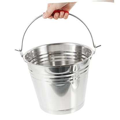1Pc Durable Stainless Steel Water Bucket with Lid Multi Purpose Storage Container for Household Use Easy to Clean Comfortable Handle