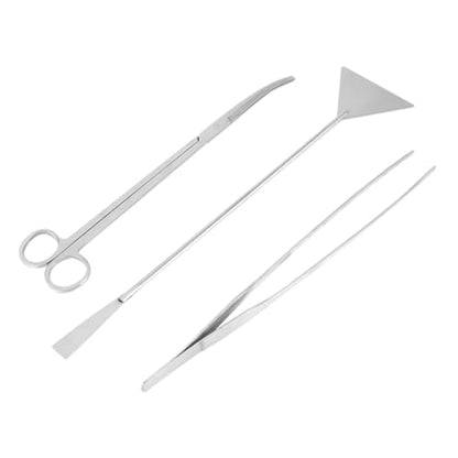 Mikikit 3pcs Aquarium Cleaning Tools Set Stainless Steel Scissors Tweezers Shovel for Fish Tank Maintenance Nonslip Handles for Easy Access Includes Storage Bag Silver