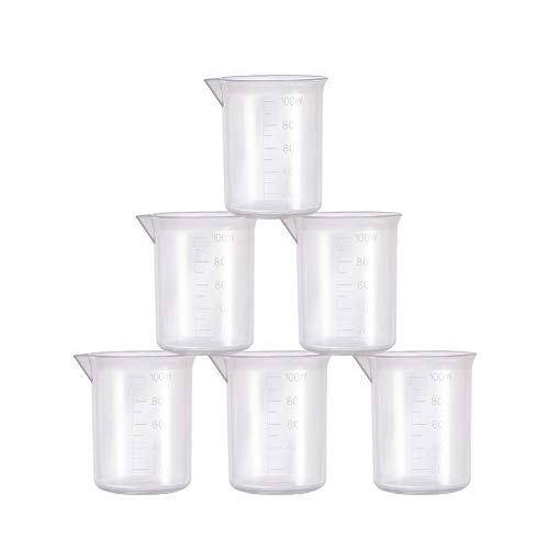 Othmro Measuring Cups 100ml PP Plastic Graduated Beaker Transparent for Lab Kitchen Liquids 6pcs - color: 100ml 6Pcs