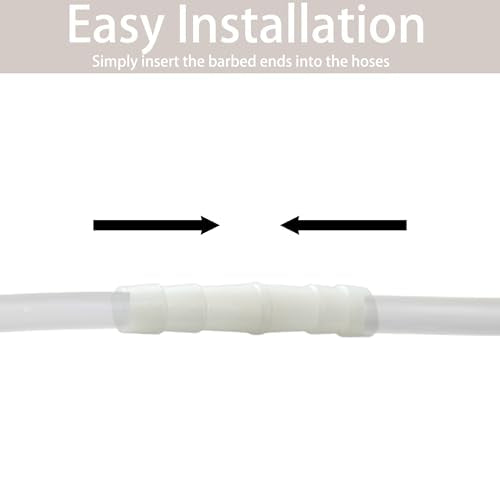 10PCS Plastic Hose Barb Fitting 5/16" x 5/16" Barbed Splicer Mender Joint Adapter Union Connectors for Aquarium Household Air Liquid Pipe Repair