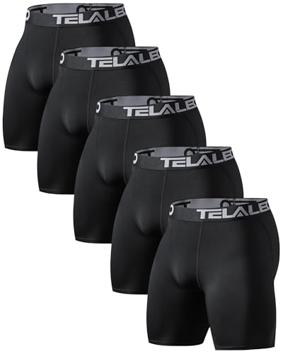 Compression Shorts Men Spandex Athletic Underwear Boxer Brief Base Layer - color: 5black, size: Small