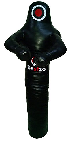 Bestzo MMA Martial Arts Brazilian Grappling Dummy Wrestling Punching Bag Black-Unfilled - color: Canvas Black, size: 59 inches (5 ft)