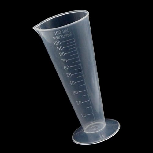 100ml Conical Measuring Cup, 1-Pack Plastic Graduated Beakers with Pouring Spout & 5ml Raised Graduations, Translucent Lab & Kitchen Liquid Measuring Cups for Scientific Experiments, Baking, DIY