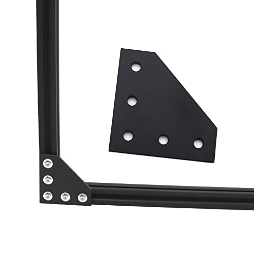 10pcs Corner Bracket Plate Black 2020 Series 5 Hole L Shape Joint Plates with 50pcs M5 T Nuts + 50pcs M5x8mm Screws + 1pcs Wrench for Slot 6mm 20S Aluminum Rail Accessories (10PCS L Shape) - style: 10PCS L Shape black