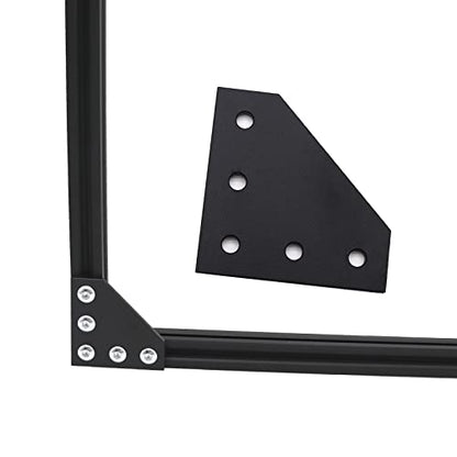 10pcs Corner Bracket Plate Black 2020 Series 5 Hole L Shape Joint Plates with 50pcs M5 T Nuts + 50pcs M5x8mm Screws + 1pcs Wrench for Slot 6mm 20S Aluminum Rail Accessories (10PCS L Shape) - style: 10PCS L Shape black