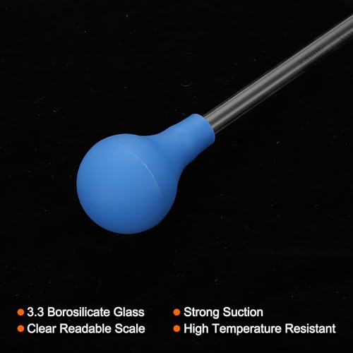 PATIKIL Graduated Dropper Pipettes Kit, 3 Pack 5ml/20ml/25ml Borosilicate Glass Pipette with Rubber Squeeze Bulb for Transfer Liquid for Lab, Chemistry - size: 5ml/20ml/25ml