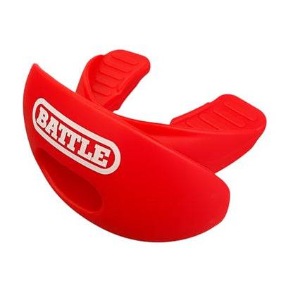 Battle Oxygen Lip Protector Mouthguard with Convertible Strap – Football and Sports Mouth Guard – Maximum Oxygen Supply – Mouthpiece Fits With or Without Braces – Impact Shield Covers Lips and Teeth - color: Red