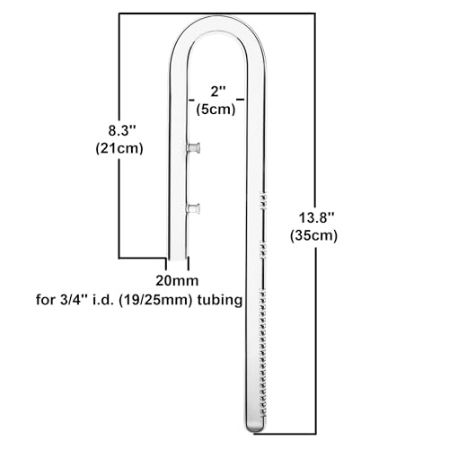 Glass Lily Pipe Set Outflow with Surface Skimmer & Multi-Level Water Intake (20mm for 19/25mm (3/4'' i.d.) tubing) - size: 20mm for 19/25mm (3/4'' i.d.) tubing