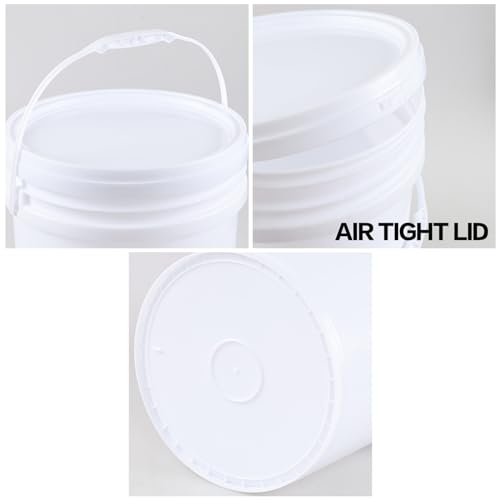 7 Gallon Bucket, Heavy Duty Plastic Bucket with Comfortable Handle, White Bucket & Lid, Pack of 4