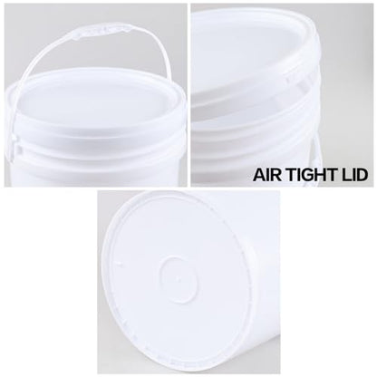 7 Gallon Bucket, Heavy Duty Plastic Bucket with Comfortable Handle, White Bucket & Lid, Pack of 4