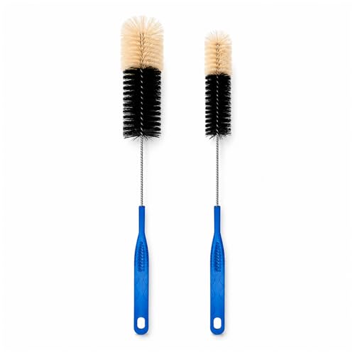 2 Pack 17 Inch Long Handle Bottle Brush, Narrow Neck Bottle Cleaner Brush with 2 Inch & 1.3 Inch Soft Nylon Bristles, for Water Bottles, Soda Bottles, Home Brewing, Kombucha, Spice Jars