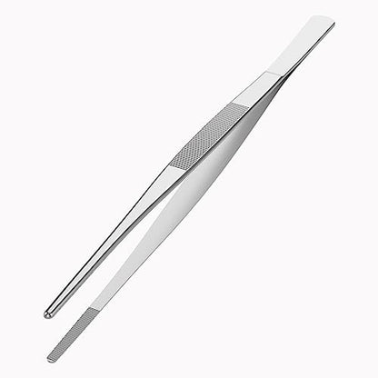 12 Inch Stainless Steel Tweezers, with Straight Round Blunt Serrated Tip, 3/64 Inch Thickness Stainless Steel, Multipurpose Daily Garden Home Lab Craft Repairing Tool - size: 12"L(3/64"T)