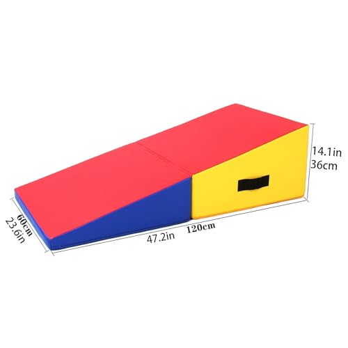 Gymnastics Incline Mat, Folding Gymnastics Wedge With Carrying Handle For Gymnastics, Martial Arts, Cheerleading, Dance Yoga Stretching Training Ex - color: Red