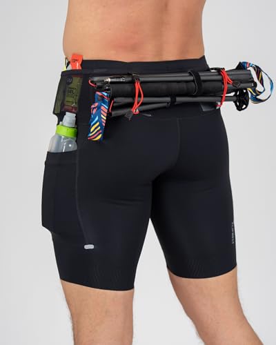 FlipBelt Men's Running Compression Shorts with Built-in Running Belt - color: Trail Black - Past Season, size: Medium