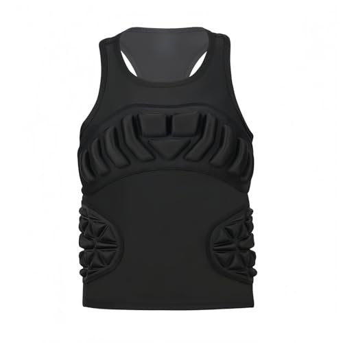 Topeter Kids Chest Protector Vest with Rib Guards for Boys & Girls, Youth Padded Compression Shirt for Football, Baseball - size: X-Large, style: Black