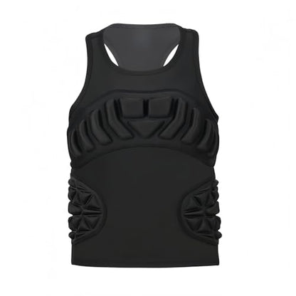 Topeter Kids Chest Protector Vest with Rib Guards for Boys & Girls, Youth Padded Compression Shirt for Football, Baseball - size: Medium, style: Black