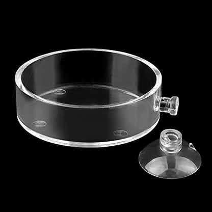 Aquarium Shrimp Feeder Dish Round Fish Tank Feeder Bowls Clear Aquarium Feeding Cup with Suction Cup - color: Clear-Round