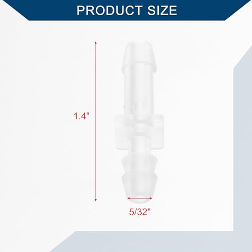 Plastic Hose Barb Fitting Inner I Shaped Pipe Connectors Tube Joint Splicer Mender 4mm 5/32" 5pcs Clear
