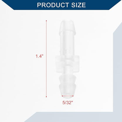 Plastic Hose Barb Fitting Inner I Shaped Pipe Connectors Tube Joint Splicer Mender 4mm 5/32" 5pcs Clear