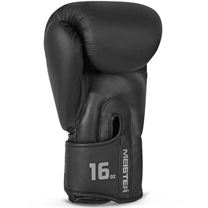 Meister [Critical] Boxing Gloves - Ergonomic High-Density Training Gloves - style: 16 Ounce Gloves - Matte Black