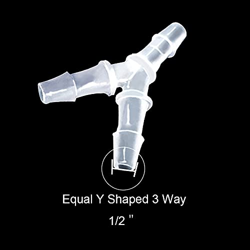 1/2" Hose Barb Fitting Equal Barbed Y Shaped 3 Way plastic Tubing Joint Splicer Mender Adapter Union for Oxygen Tubing Pipe Household Fuel Gas Liquid Air (Pack of 4)