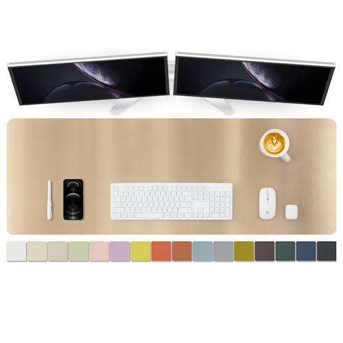 Large Desk Mat - 47.2"x 17" Non-Slip PU Desk Pad for Office and Home - Ideal for Large Mouse Pad and Desk Mats on Top of Desks(Champagne Gold)