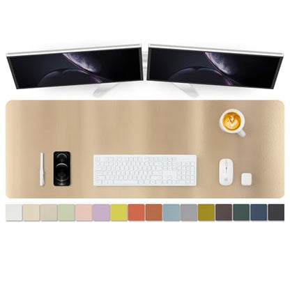 Large Desk Mat - 47.2"x 17" Non-Slip PU Desk Pad for Office and Home - Ideal for Large Mouse Pad and Desk Mats on Top of Desks(Champagne Gold)