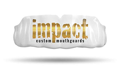 Impact Custom Professional All Sports Mouthguard -(Branded Series) Gold Logo White - color: Gold Logo Wht