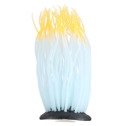 6.3in Silicone Sea Anemone Aquarium Ornament Corals Decor with Suction Cup Glow in The Night Fish Tank Decoration for Freshwater(Orange) - color: Orange