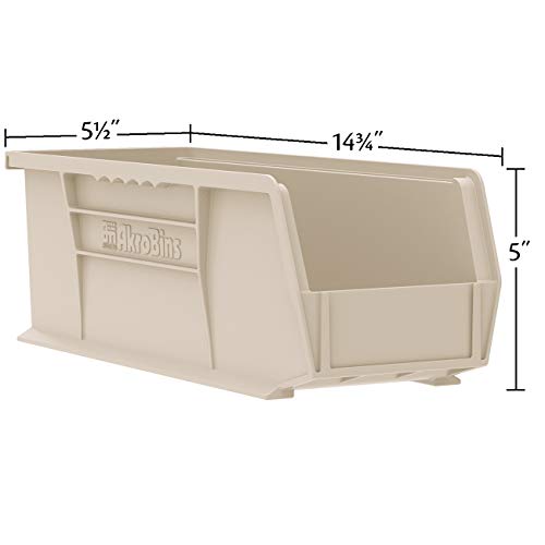 Akro-Mils 30234 AkroBins Plastic Storage Bins, Space-Saving Stackable Bins for Garage, Pantry, Craft Organization, 15" x 5" x 5", Green, 12-Pack - color: Green
