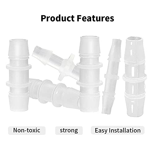 Plastic Hose Barb Fitting, Hose Fitting Adapter for Air Water Fuel 3/16" x 3/16", 1/4" x 1/4", 3/8" x 3/8", 1/2" x 1/2", 5/8" x 5/8" 8Pcs
