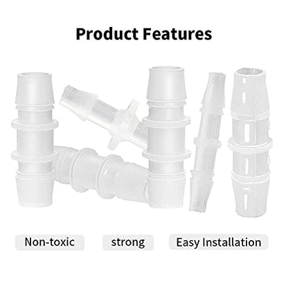 Plastic Hose Barb Fitting, Hose Fitting Adapter for Air Water Fuel 3/16" x 3/16", 1/4" x 1/4", 3/8" x 3/8", 1/2" x 1/2", 5/8" x 5/8" 8Pcs