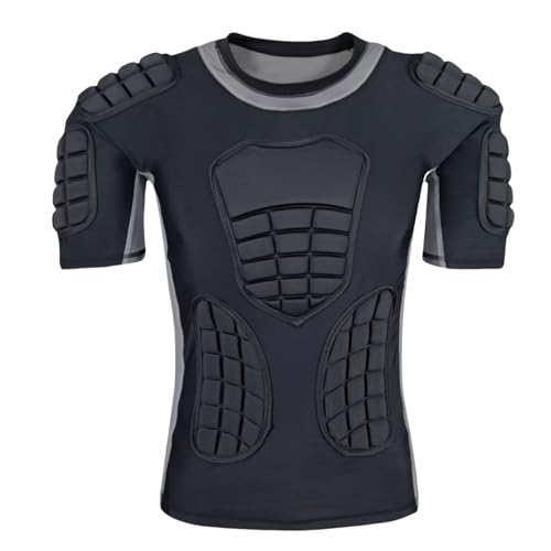 Topeter Men’s Padded Football Shirt with Chest, Rib, Back, Shoulder Pads, Impact Protection Shirts for Rugby, Baseball - size: X-Large, style: Gray