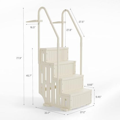 VINGLI Pool Ladder for Above Ground Pools 4-Step, Safety Stair - Full Beige - color: Full Beige, size: 4 Steps
