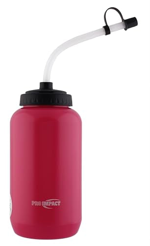 Squeezable Water Bottle Bendable Long Straw - LDPE BPA Free Plastic - Hydration for Baseball Hockey Gym MMA Yoga Boxing Cycling Softball Football Lacrosse (35.5 Oz.) - style: Pink