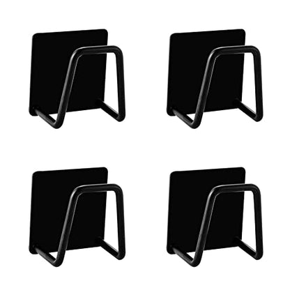 Pot Lid Holder, 2 Pairs of Wall Mount Pot Lid Organizer,304 Stainless Steel Self Adhesive Cabinet Door Pot Lid Holder Rack for Kitchen Wall Mount,Freely Adjustable Length - color: Black