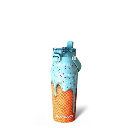 Frost Buddy 16oz Insulated Water Bottle - Straw & Chug Lid - Leak-Proof - color: Blue Ice Cream, size: 16 Ounces