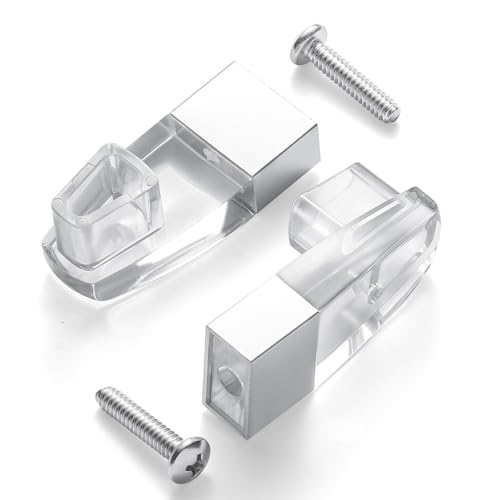 Clear Acrylic Shower Door Towel Bar Brackets, with Bright Chrome Sleeve, Fit for Alumax/Basco Framed Sliding Shower Door Towel Rod Replacement （2 Pack）